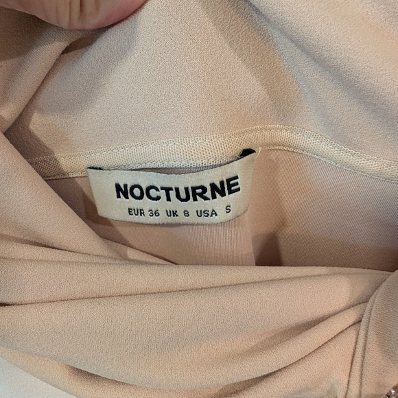 Nocturne Tan Long Sleeve Cowl Neck Gown Sz. S - Picture 4 of 9
